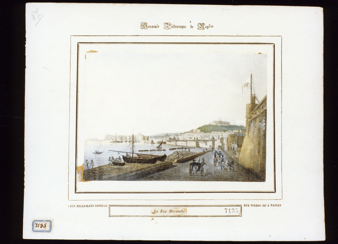 veduta della marinella a Napoli (stampa a colori) - ambito napoletano (sec. XIX)