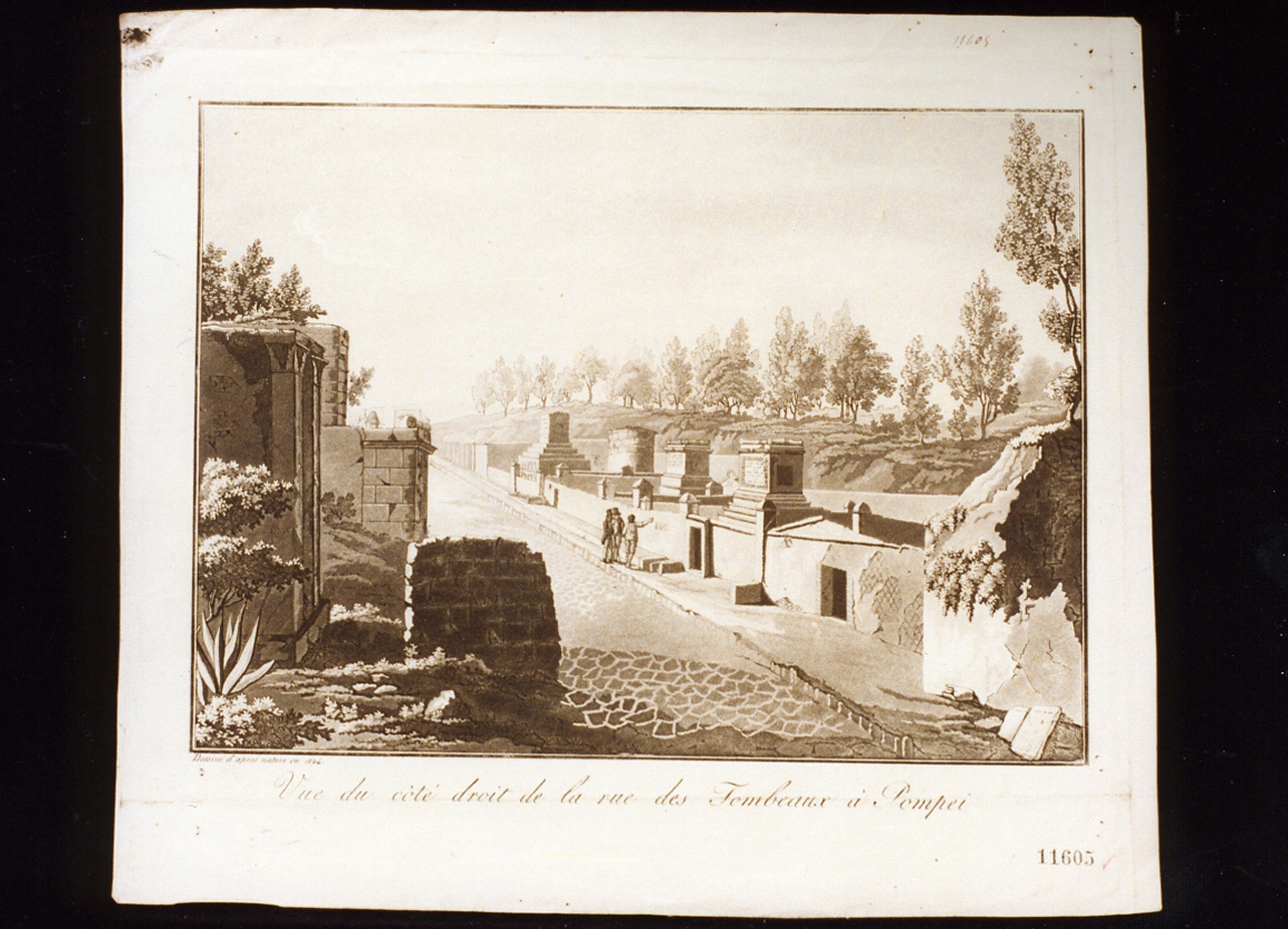 veduta della via dei sepolcri a Pompei (stampa) - ambito napoletano (sec. XIX)