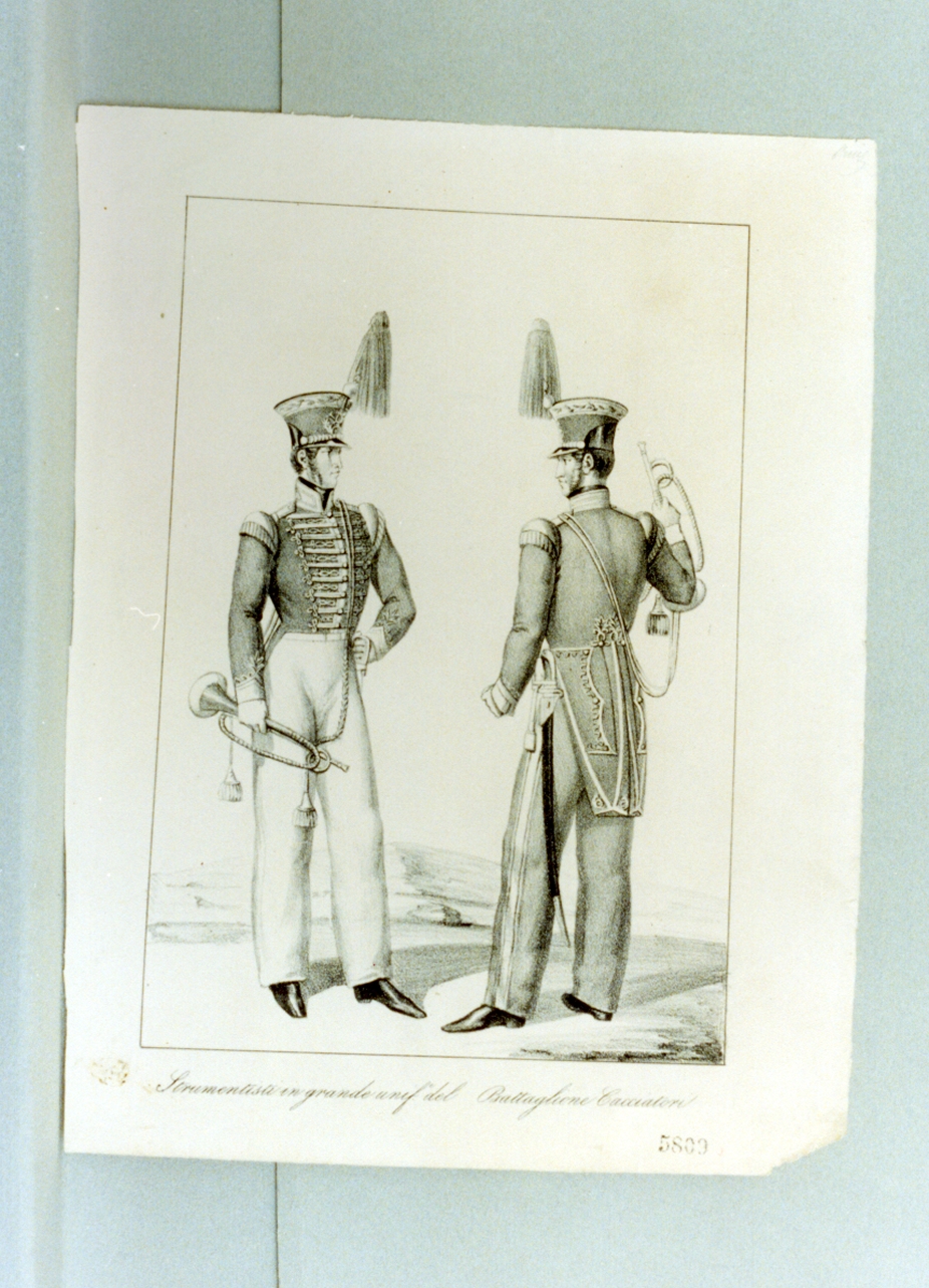 militari dell'esercito borbonico (stampa) - ambito italiano (sec. XIX)