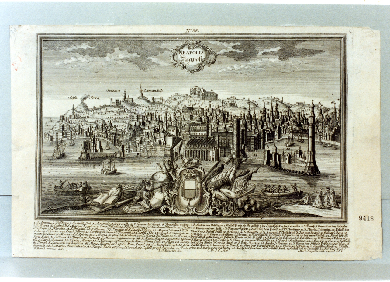 veduta di Napoli (stampa) di Ringlin Johann Georg (sec. XVIII)