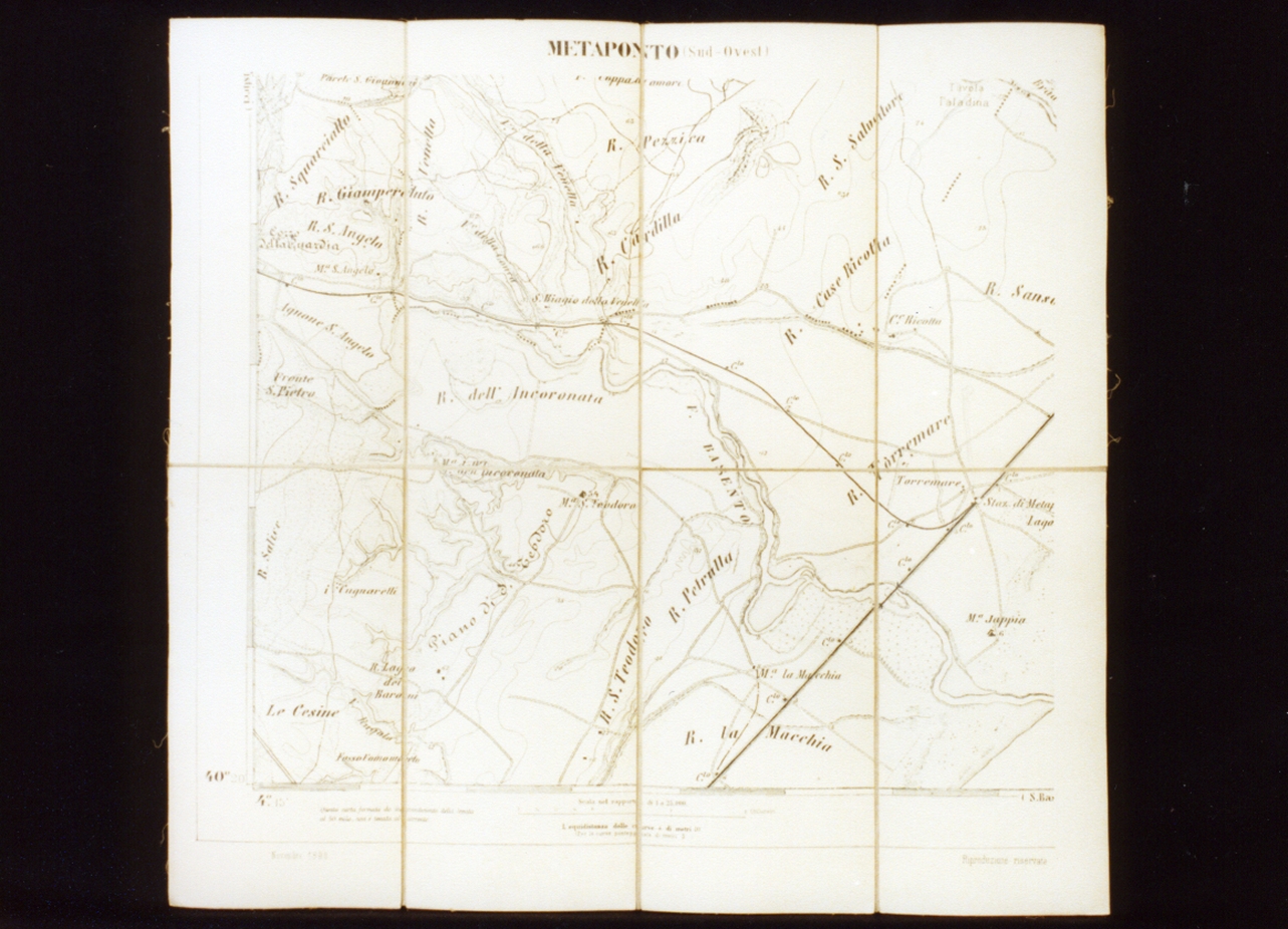 carta geografica di Metaponto (stampa) - ambito italiano (sec. XIX)