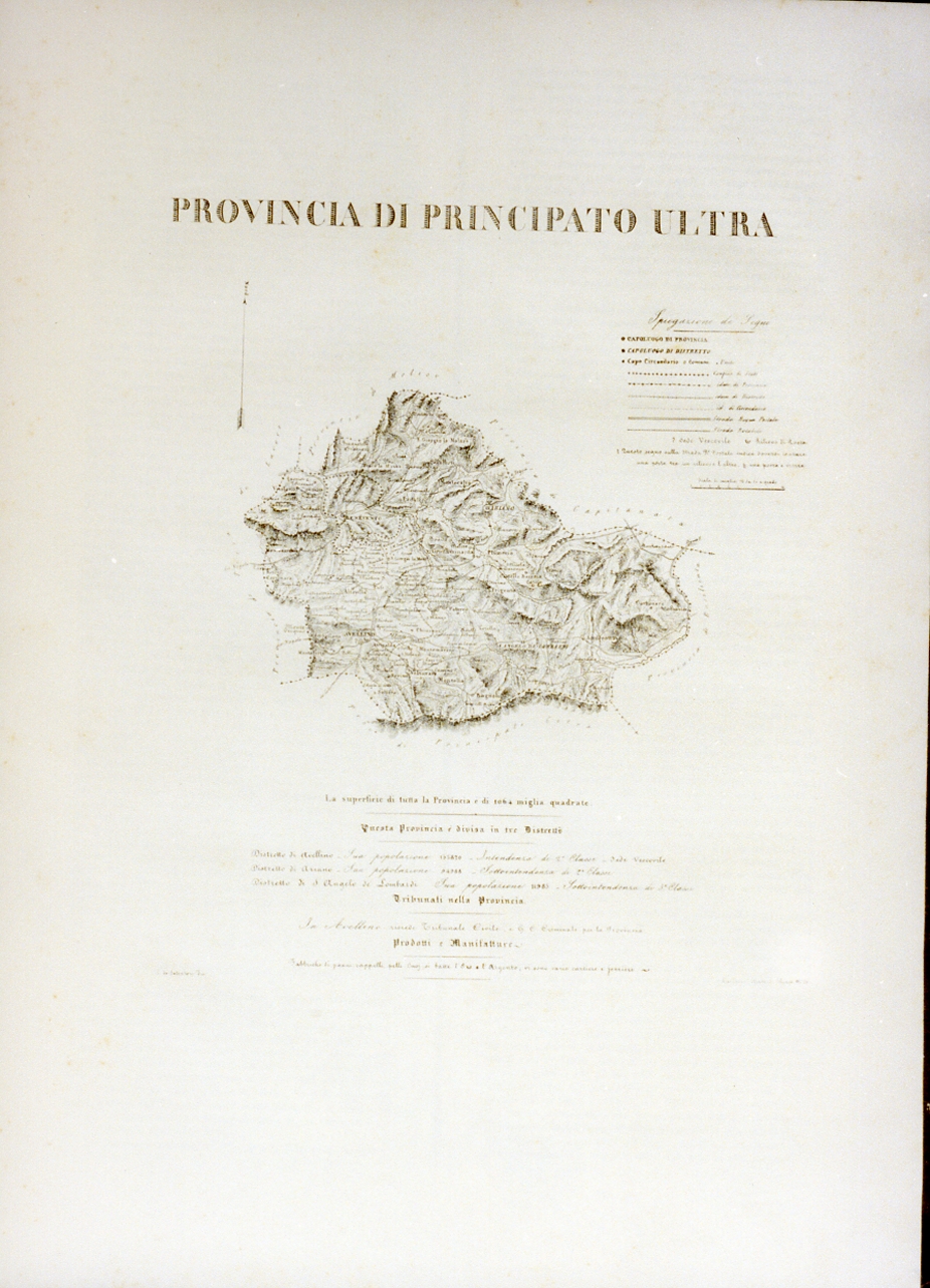 pianta topografica della provincia di Principato Ultra (stampa) - ambito napoletano (sec. XIX)