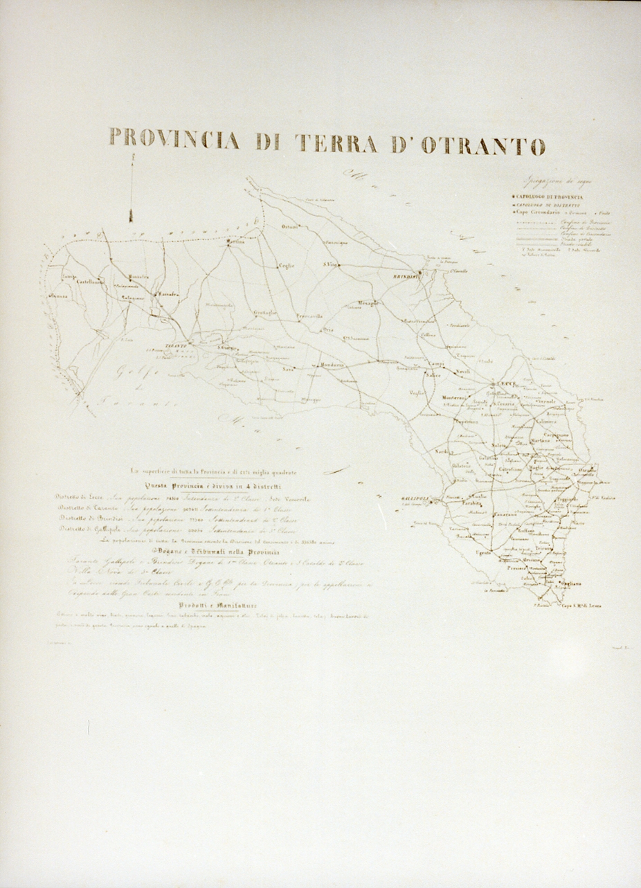 pianta topografica della provincia di Otranto (stampa) - ambito napoletano (sec. XIX)