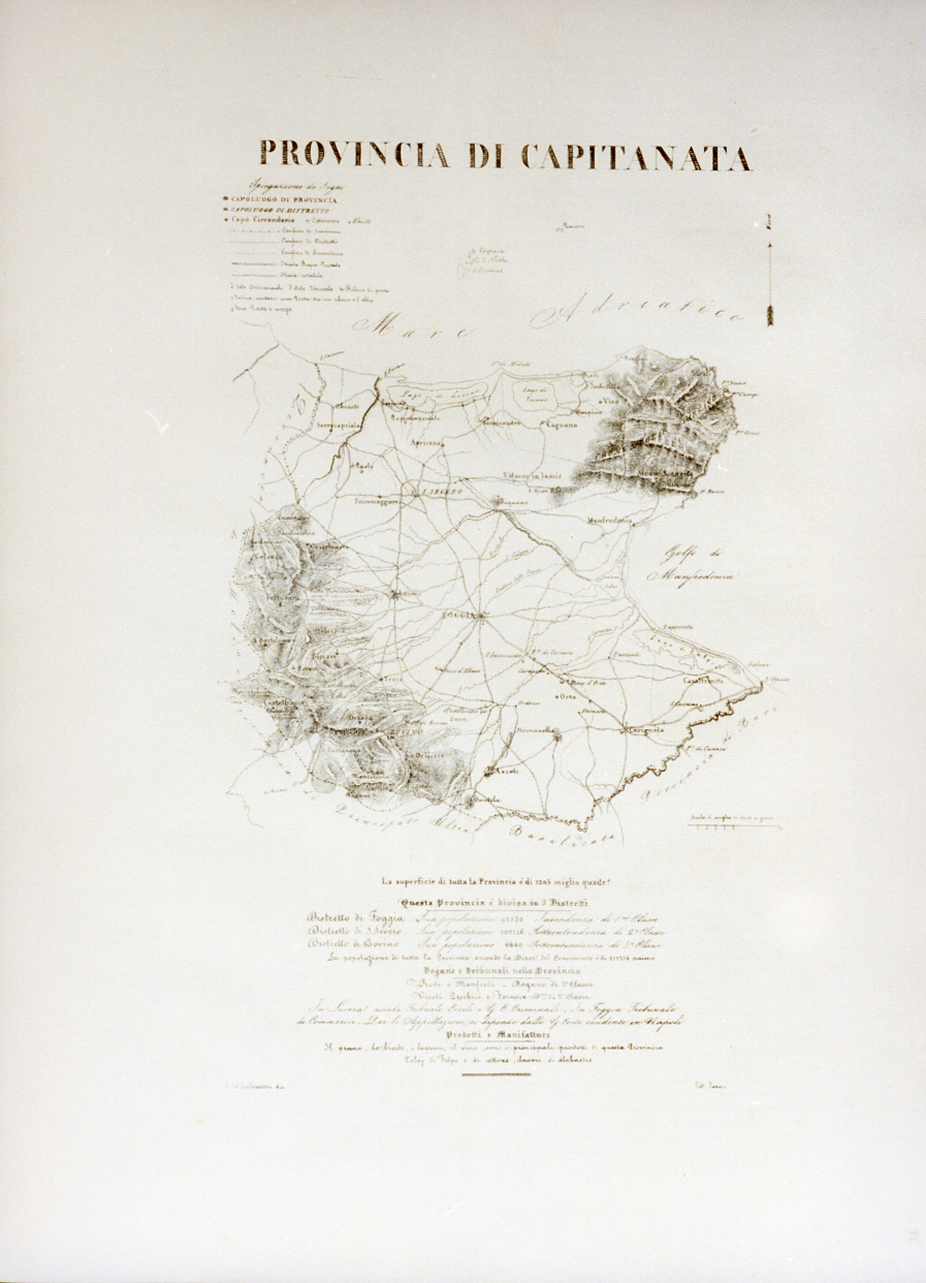 pianta topografica della provincia di Capitanata (stampa) - ambito napoletano (sec. XIX)