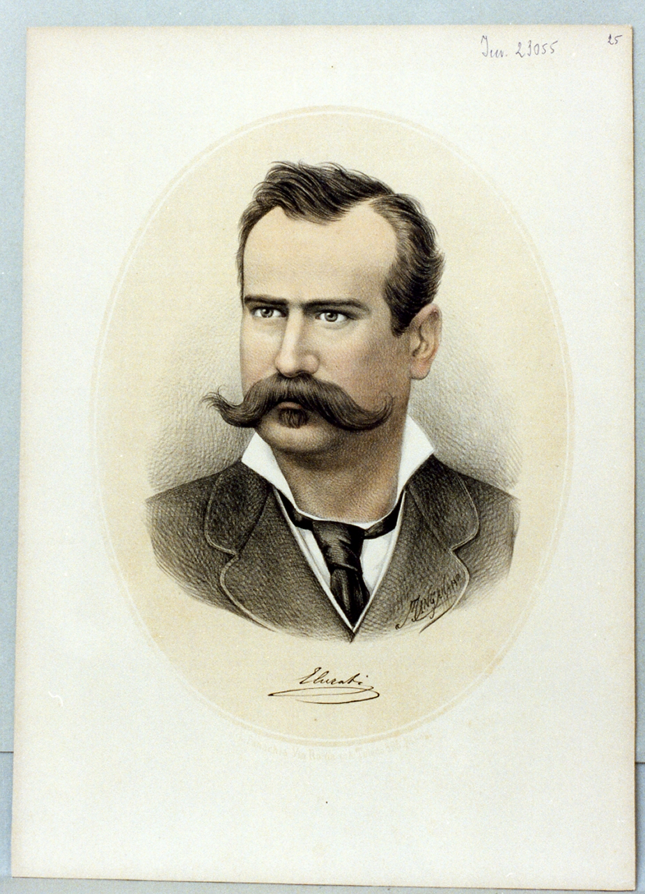 ritratto di Enrico Curati (stampa) di Manganaro Antonio (sec. XIX)