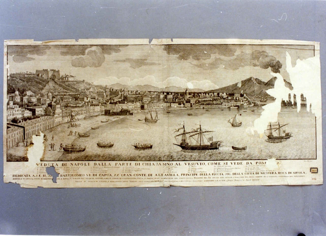 veduta della città di Napoli dalla parte di Chiaia (stampa) di Aloja Giuseppe (sec. XVIII)