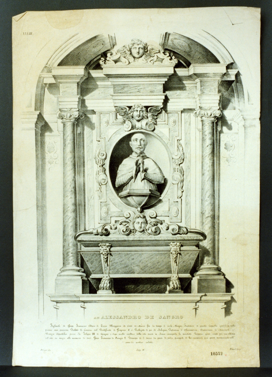 monumento funebre per Alessandro de Sangro (stampa) di Wenzel Francesco (metà sec. XIX)