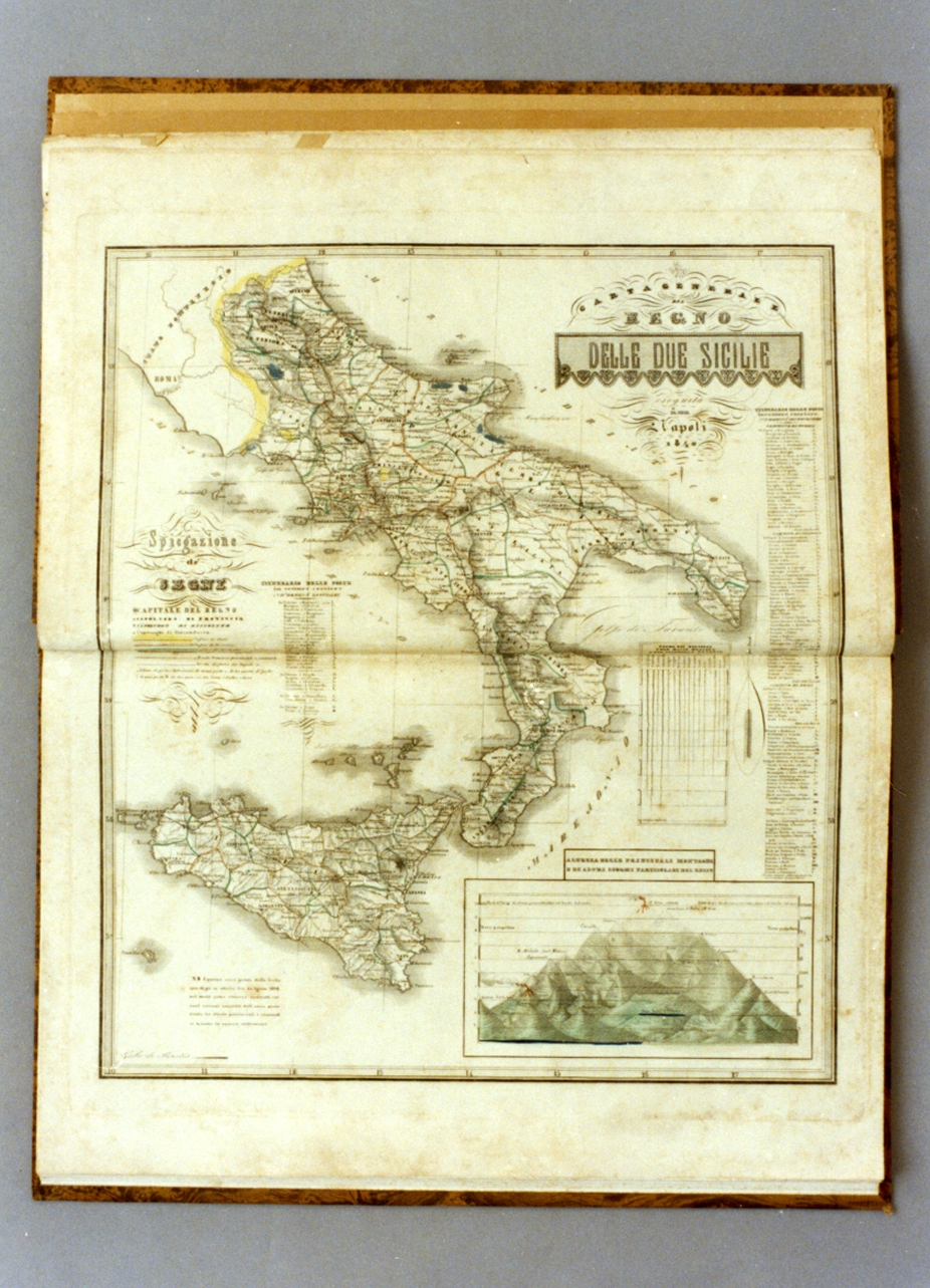 carta geografica del Regno delle due Sicilie (stampa a colori) - ambito italiano (sec. XIX)