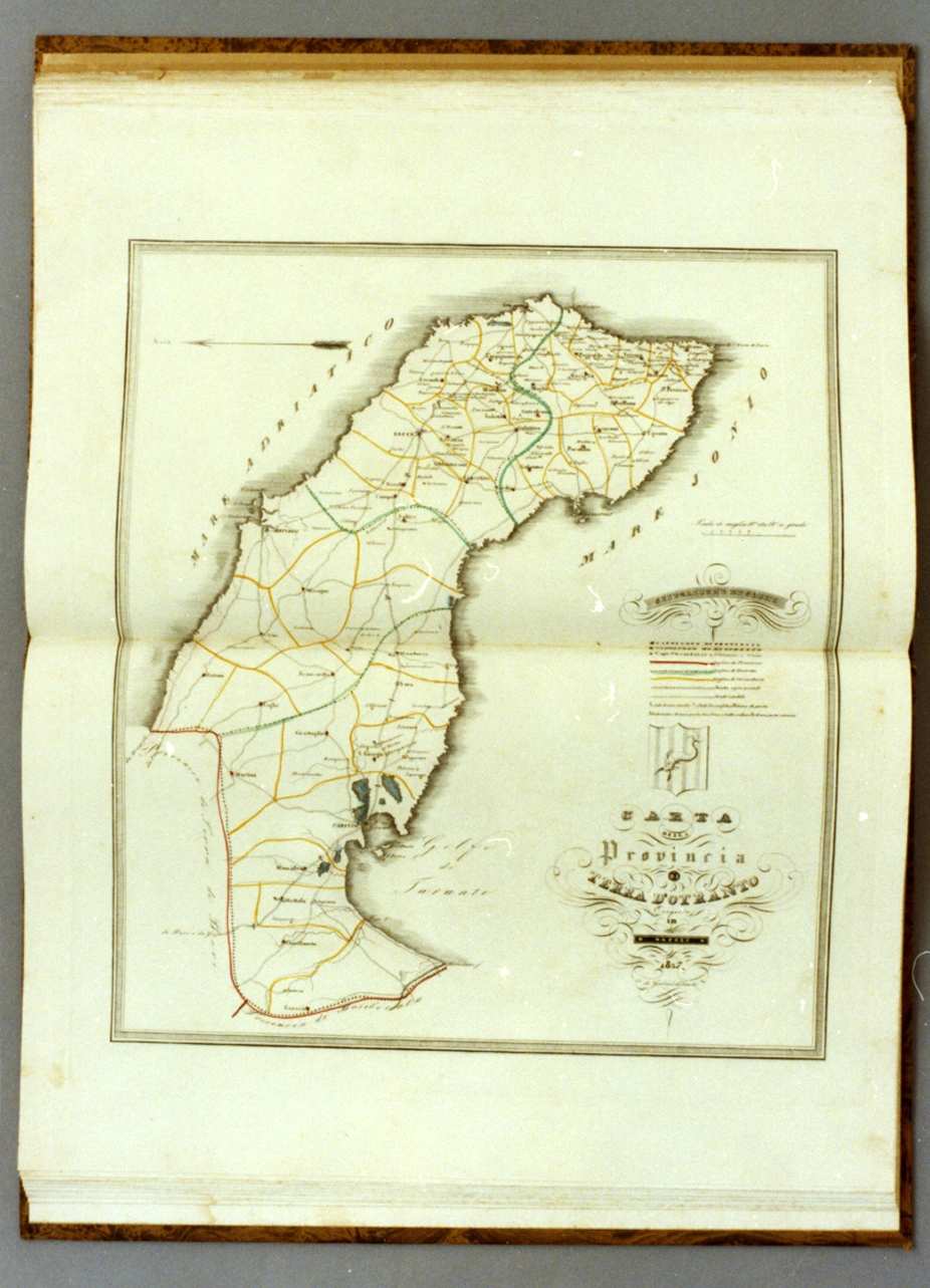carta geografica della provincia di Terra d'Otranto (stampa a colori) - ambito italiano (sec. XIX)