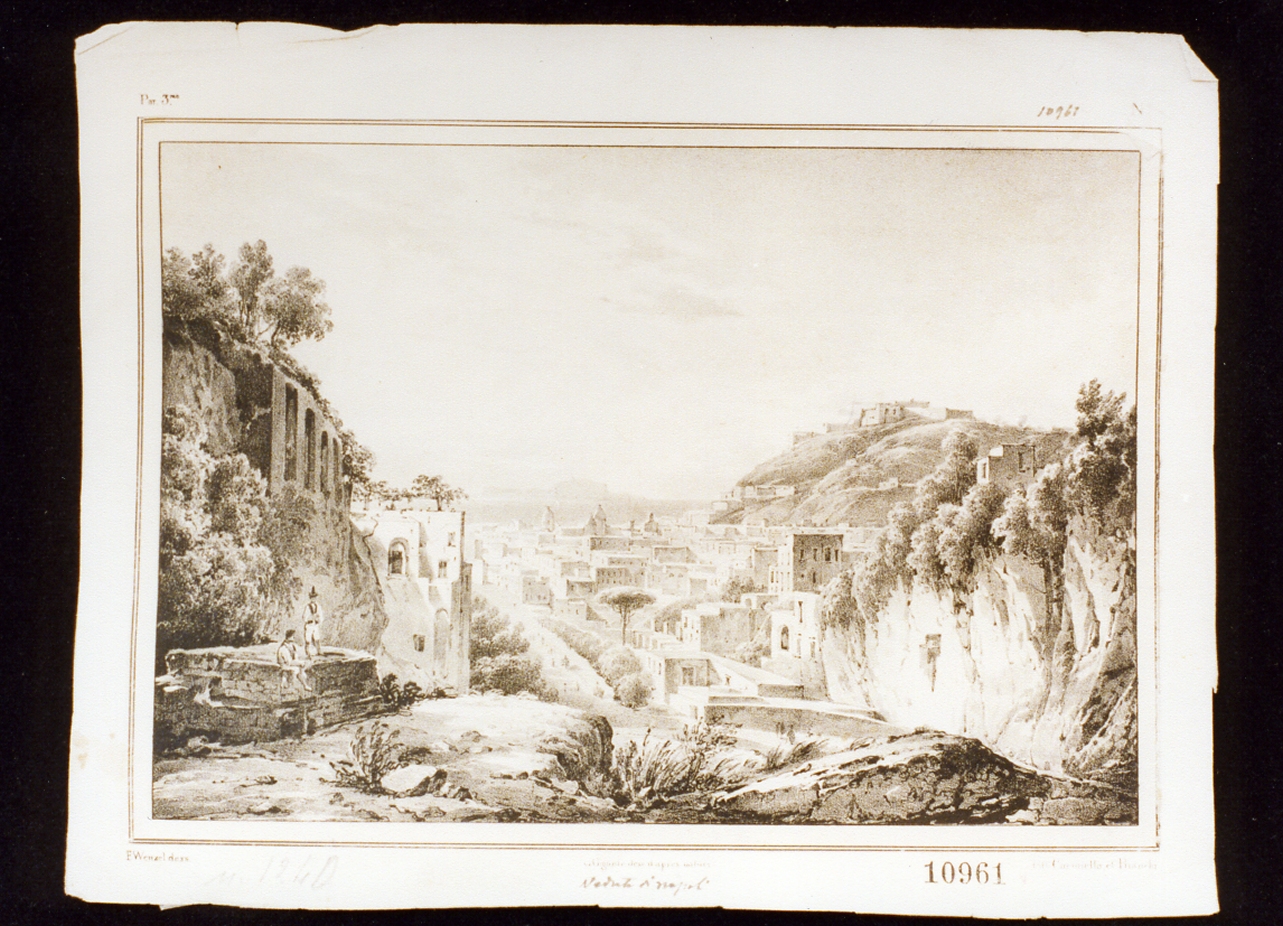 veduta di Napoli (stampa) di Wenzel Francesco (secondo quarto sec. XIX)