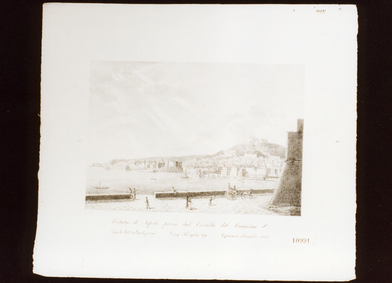 veduta di Napoli dal castello del Carmine (stampa) - ambito napoletano (sec. XIX)