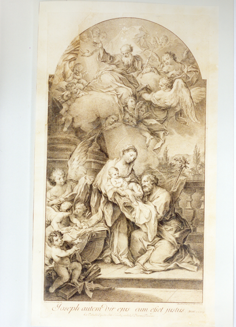 Sacra Famiglia e Trinità (stampa) di Frey Jakob (sec. XVIII)