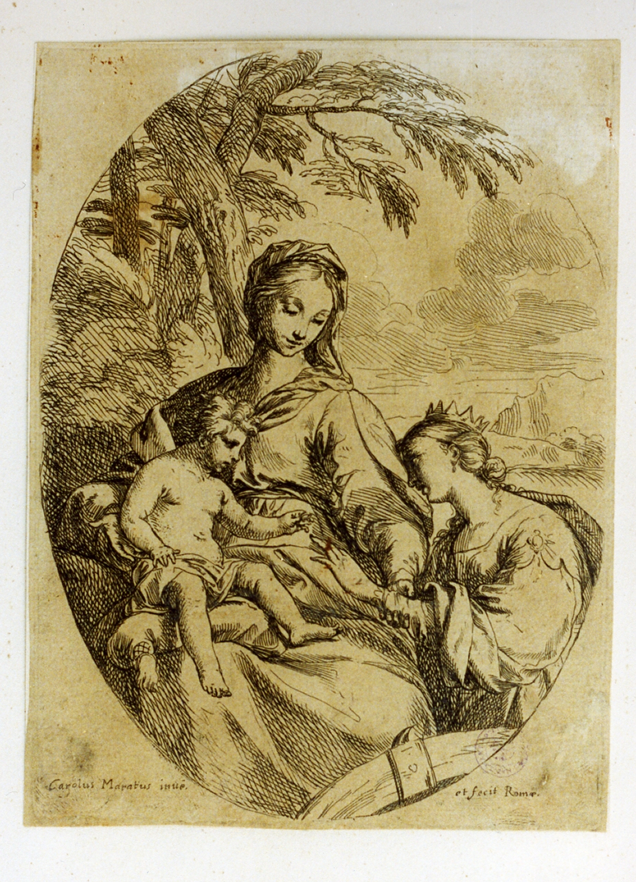 matrimonio mistico di Santa Caterina d'Alessandria (stampa) di Maratta Carlo (secc. XVII/ XVIII)