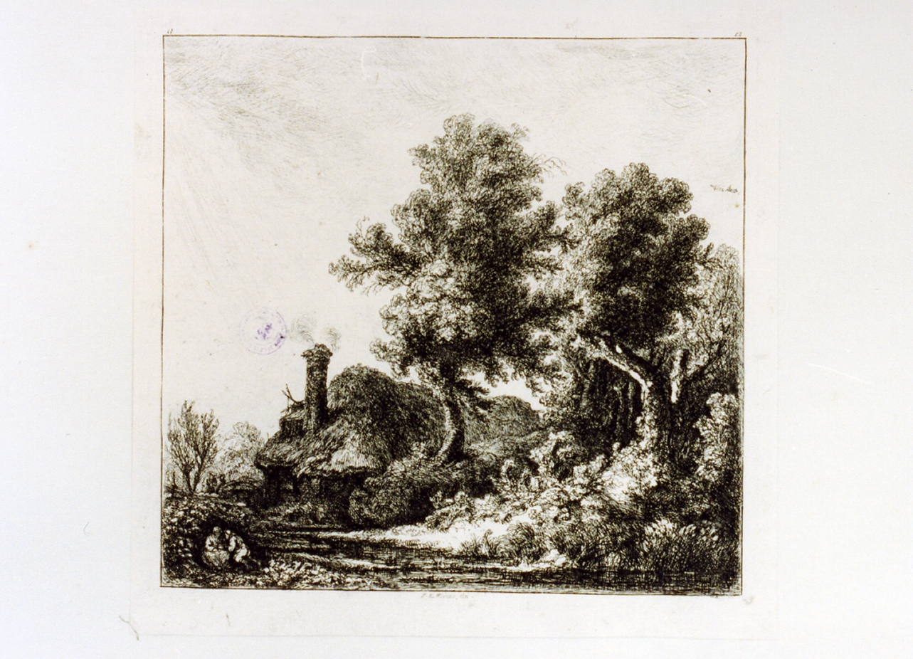 paesaggio rurale (stampa tagliata) di Weirotter Franz Edmund (sec. XVIII)