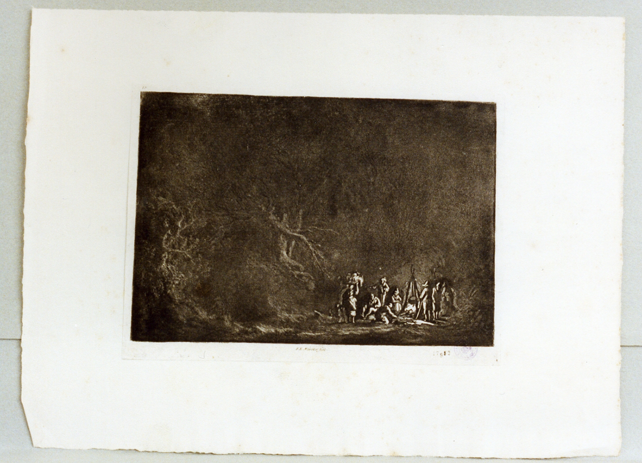 paesaggio notturno con figure (stampa) di Weirotter Franz Edmund (sec. XVIII)