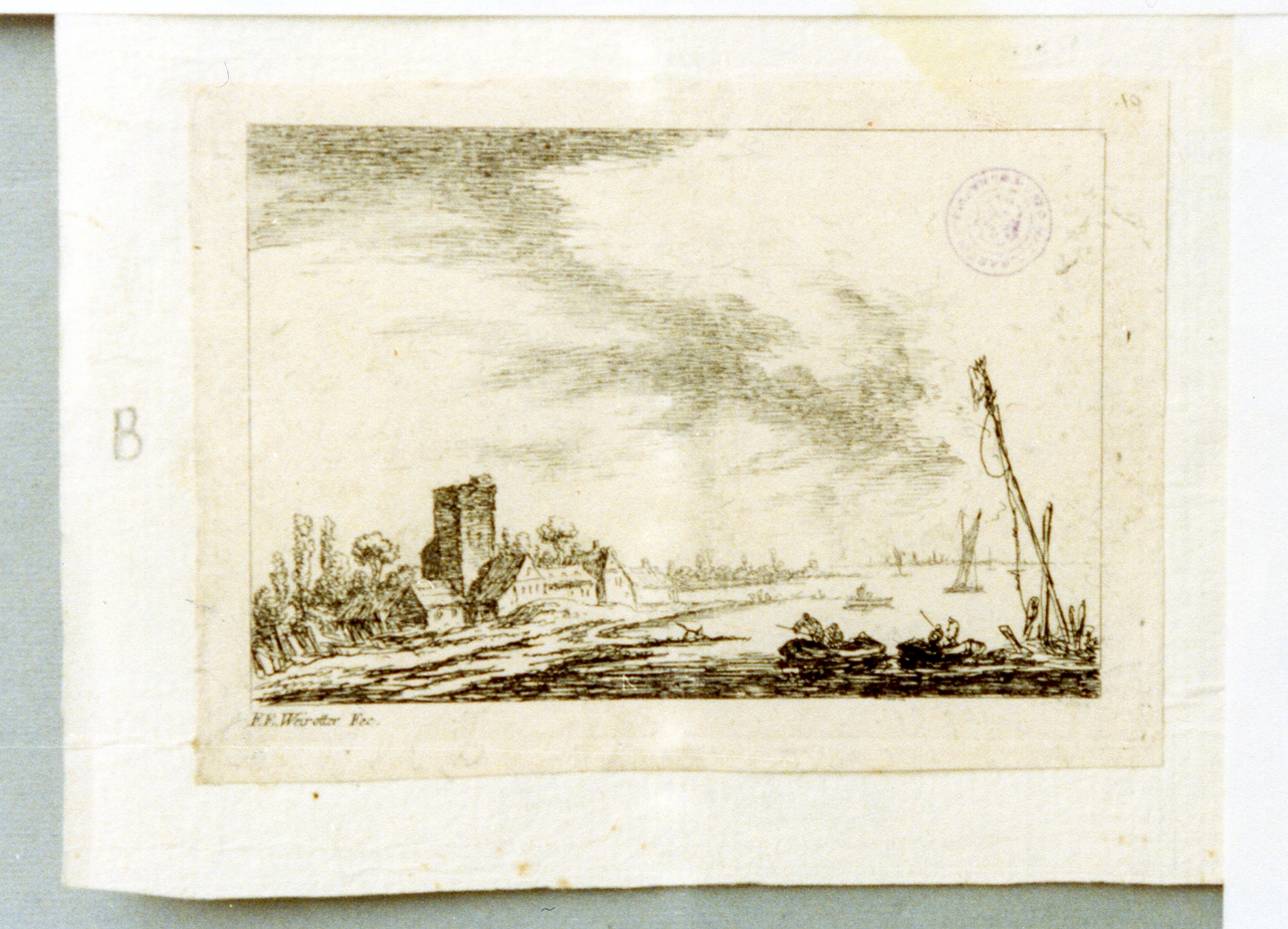 paesaggio marino (stampa) di Weirotter Franz Edmund (sec. XVIII)