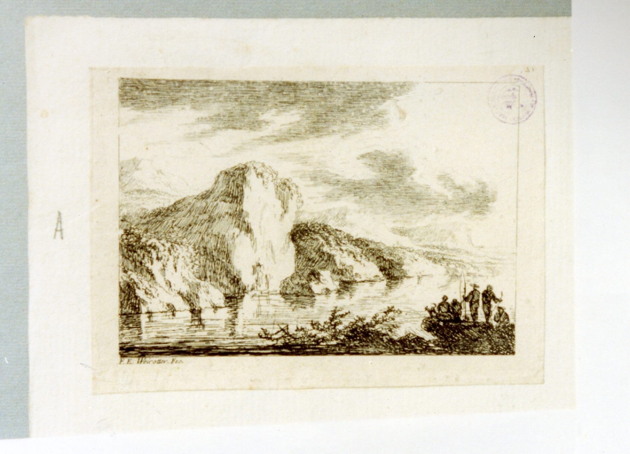 paesaggio lacustre (stampa) di Weirotter Franz Edmund (sec. XVIII)