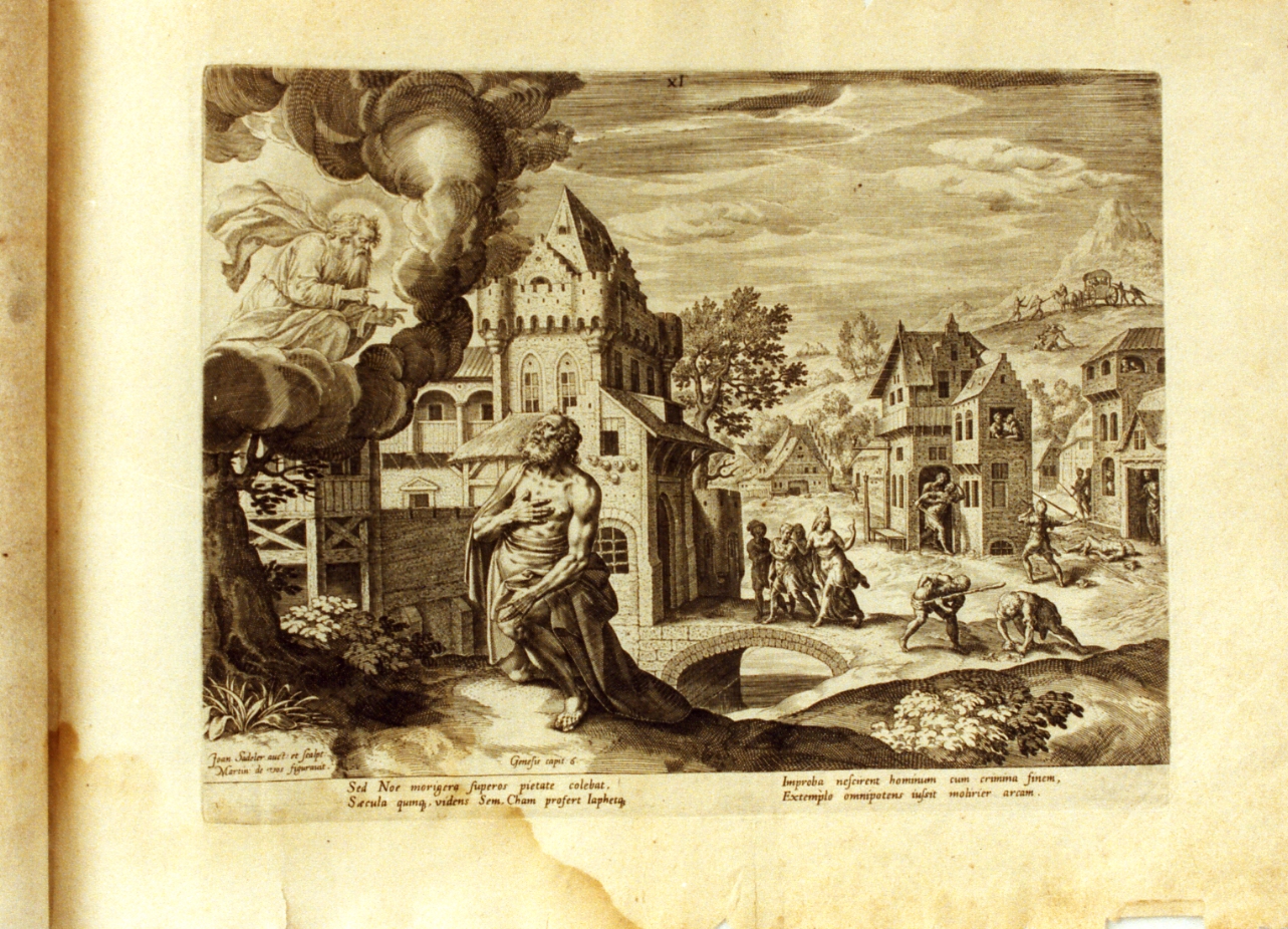 dio ordina a Noè di costruire l'arca (stampa) di Sadeler Jan il Vecchio (sec. XVI)