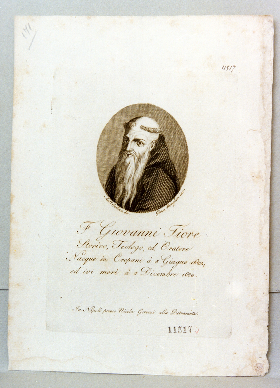 ritratto di Giovanni Fiore (stampa) di Morghen Giuseppe (prima metà sec. XIX)