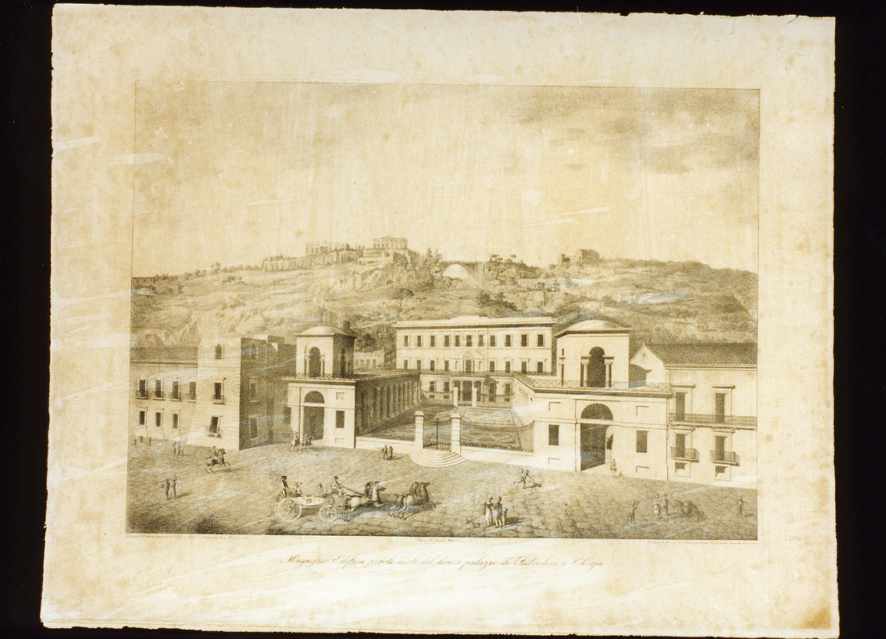 veduta del palazzo del Belvedere a Chiaia (stampa) di De Angelis Costanzo (sec. XIX)