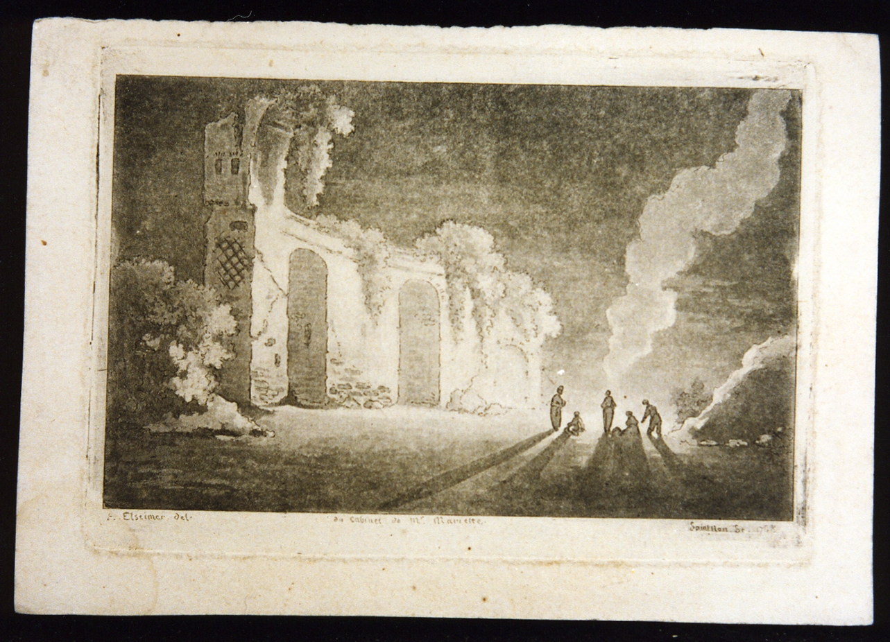 paesaggio (stampa tagliata) di Saint-Non Richard (sec. XVIII)