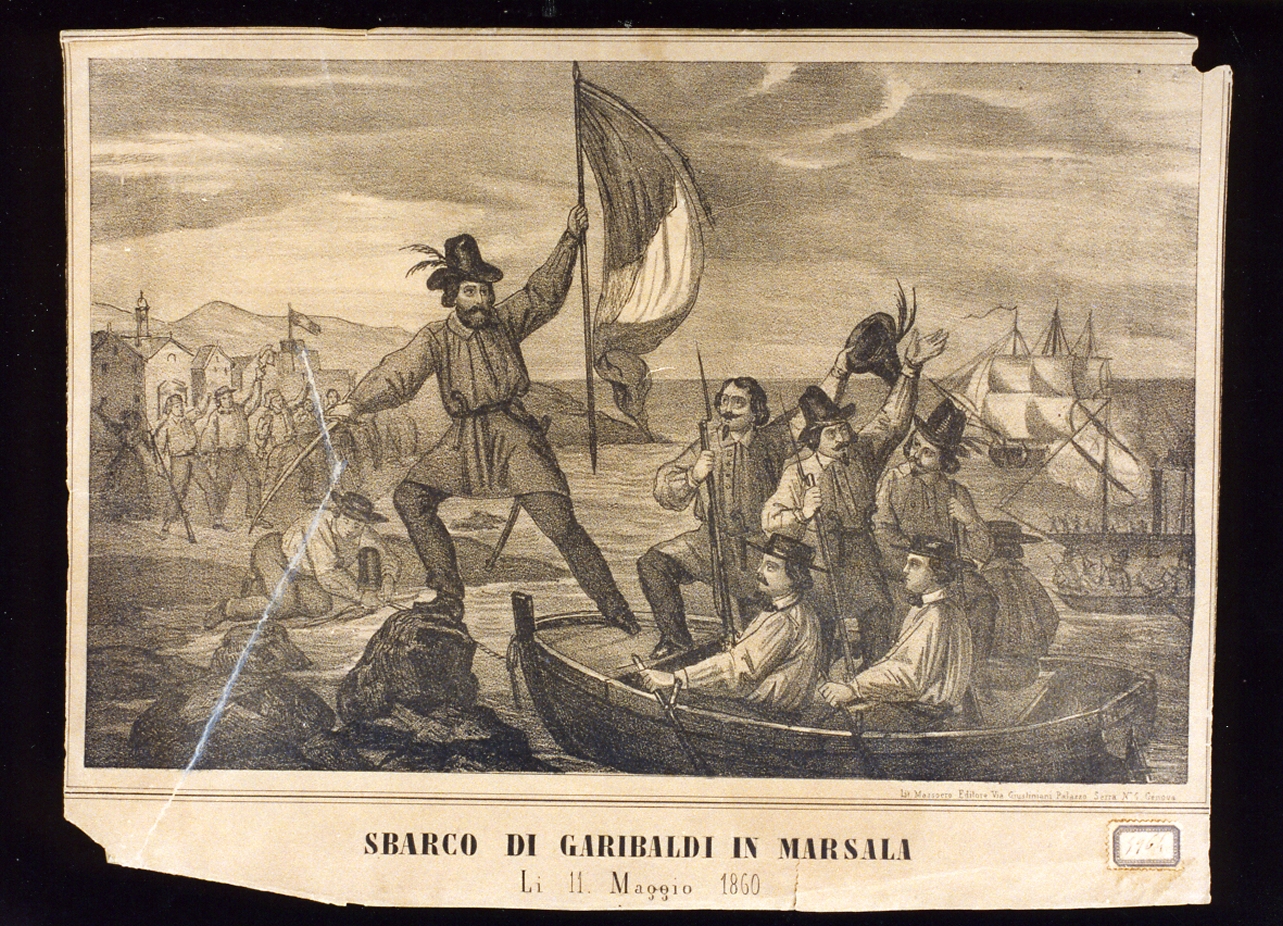 sbarco di Giuseppe Garibaldi a Marsala (stampa) - ambito napoletano (sec. XIX)