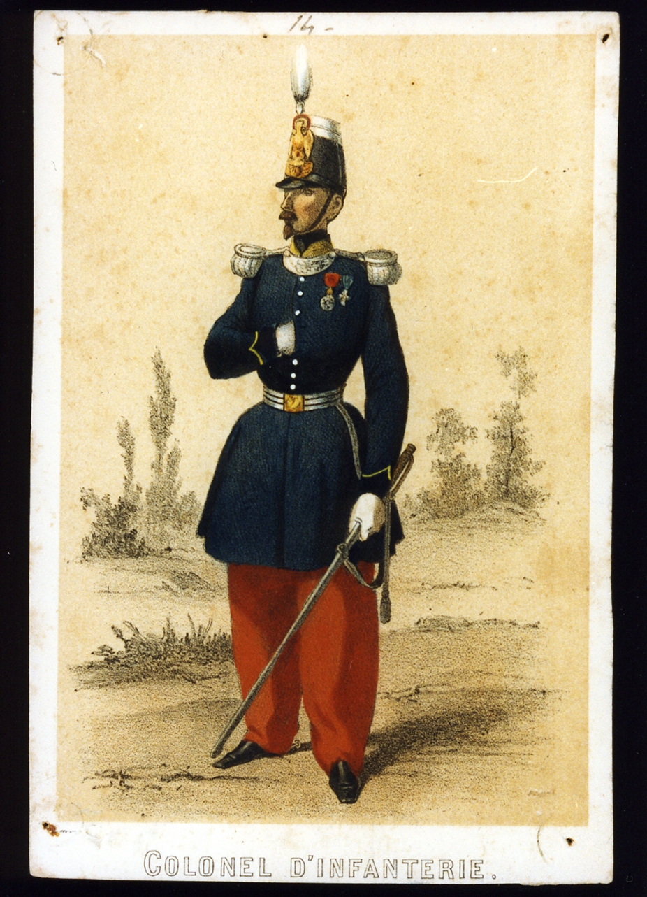 militare dell'esercito di Napoleone III: colonnello di fanteria (stampa a colori) - ambito francese (sec. XIX)