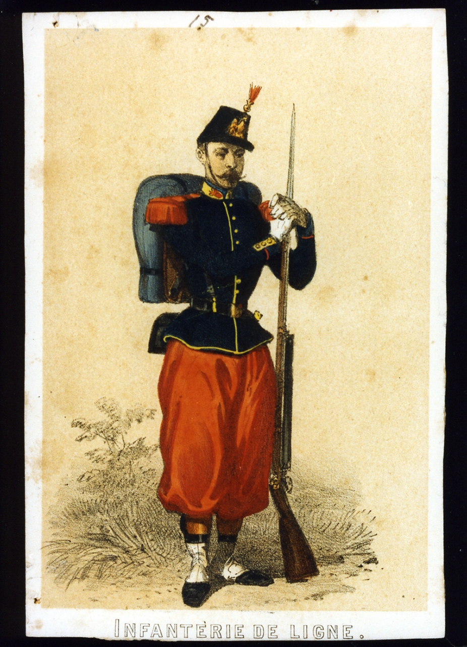 militare dell'esercito di Napoleone III fante di linea (stampa a colori) - ambito italiano (sec. XIX)