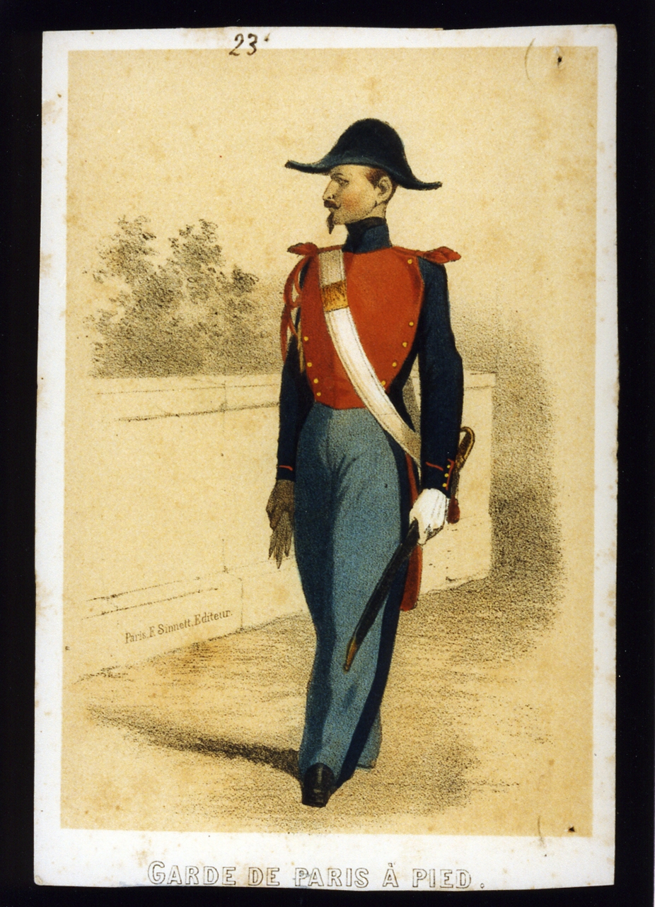 militare dell'esercito di Napoleone III guardia parigina (stampa a colori) - ambito francese (sec. XIX)