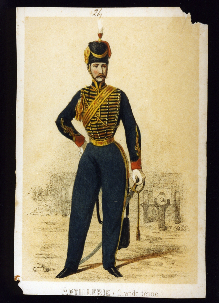 militare dell'esercito di Napoleone III: artigliere in gran tenuta (stampa a colori) - ambito francese (sec. XIX)