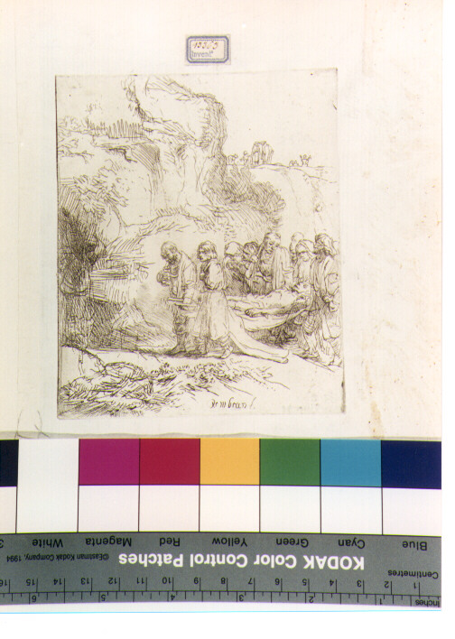 trasporto di Cristo al sepolcro (stampa) di Van Rijn Rembrandt Harmenszoon (sec. XVII)
