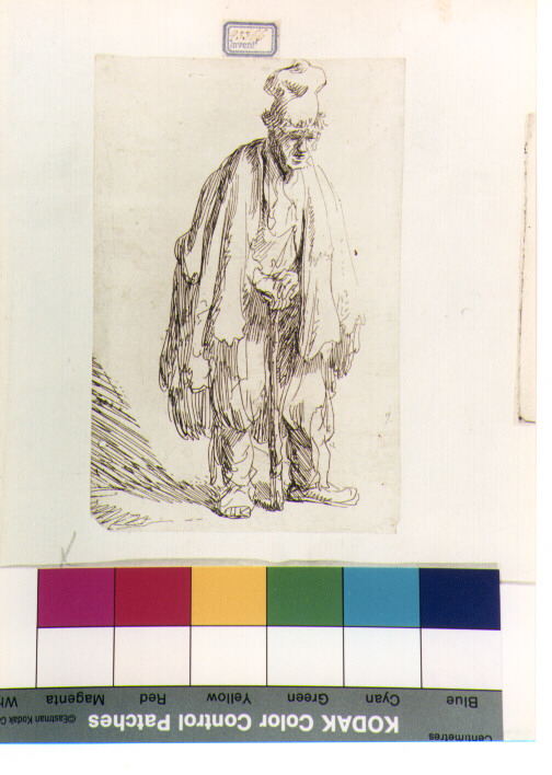 mendicante con bastone (stampa) di Van Rijn Rembrandt Harmenszoon (sec. XVII)