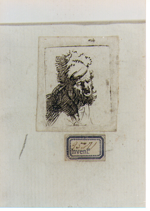 testa d'uomo che grida (stampa) di Van Rijn Rembrandt Harmenszoon (sec. XVII)