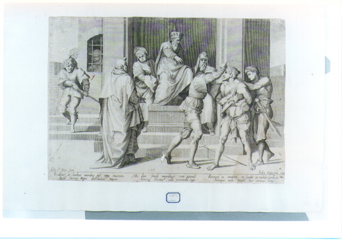Erode ordina la decapitazione di San Giovanni Battista (stampa) di Cruger Theodor, Andrea d'Agnolo detto Andrea del Sarto (sec. XVII)