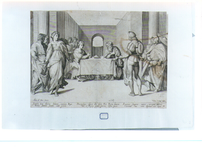 Erodiade chiede ad Erode di uccidere San Giovanni Battista (stampa) di Andrea d'Agnolo detto Andrea del Sarto, Cruger Theodor (sec. XVII)