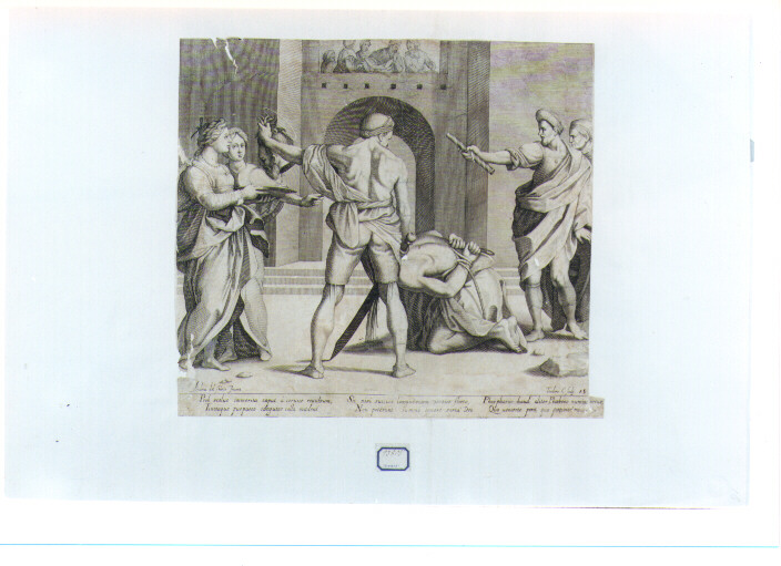 decapitazione di San Giovanni Battista (stampa) di Andrea d'Agnolo detto Andrea del Sarto, Cruger Theodor (sec. XVII)