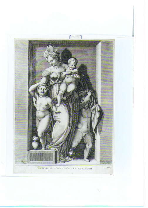 allegoria della Carità (stampa) di Andrea d'Agnolo detto Andrea del Sarto, Cruger Theodor (sec. XVII)
