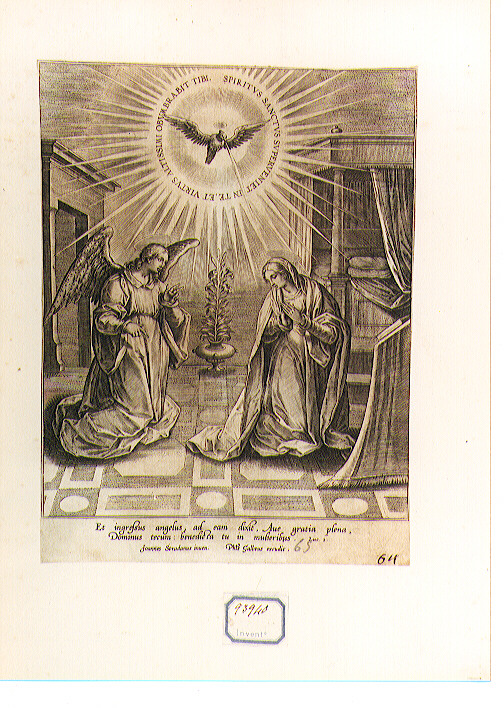 Annunciazione (stampa) di Galle Philip (CERCHIA), Van der Straet Jan detto Giovanni Stradano (ultimo quarto sec. XVI)