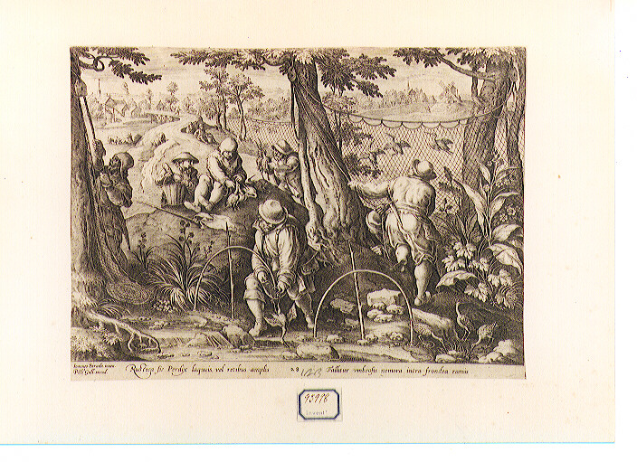 caccia con le reti (stampa) di Van der Straet Jan detto Giovanni Stradano, Galle Philip (CERCHIA) (sec. XVI)