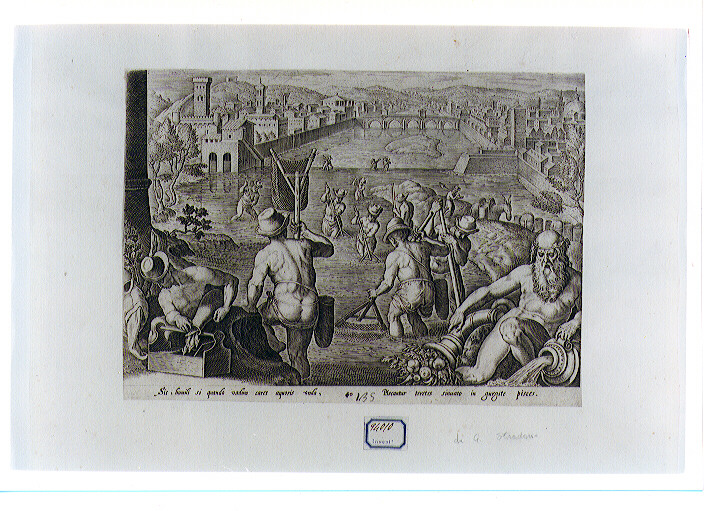 pesca nell'Arno (stampa) di Van der Straet Jan detto Giovanni Stradano, Galle Philip (sec. XVI)