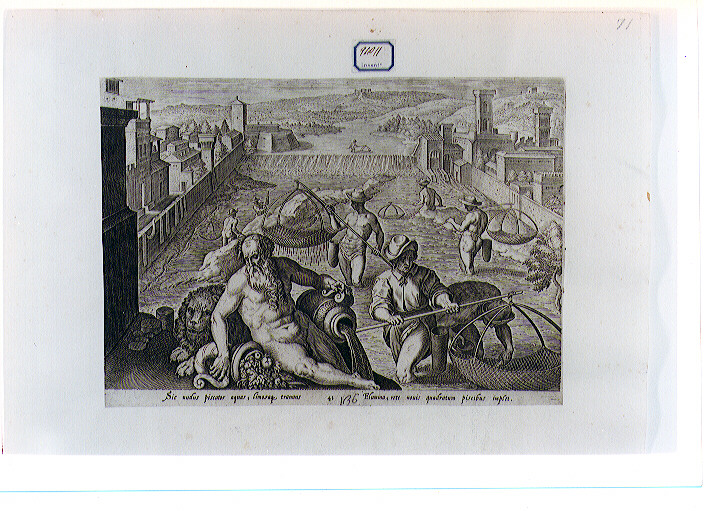 pesca nell'Arno (stampa) di Van der Straet Jan detto Giovanni Stradano, Galle Philip (CERCHIA) (sec. XVI)