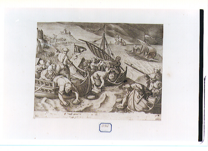 raccolta delle spugne (stampa) di Galle Philip (CERCHIA), Van der Straet Jan detto Giovanni Stradano (ultimo quarto sec. XVI)