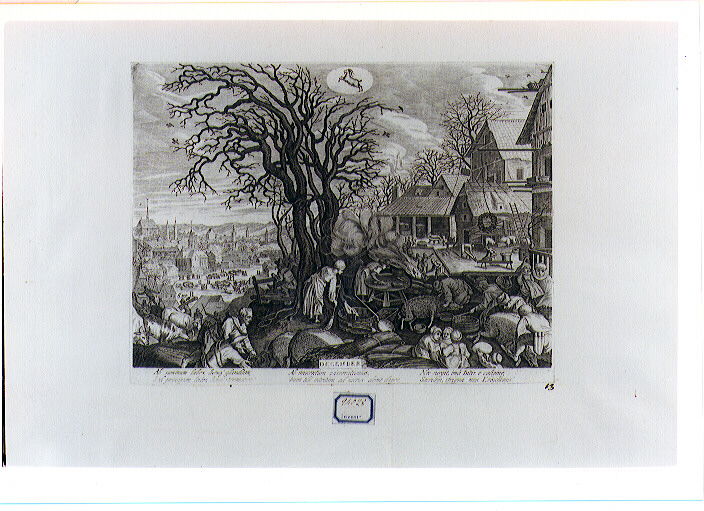 paesaggio con segno del Capricorno (stampa) di Stevens Pieter II, Sadeler Aegidius (primo quarto sec. XVII)