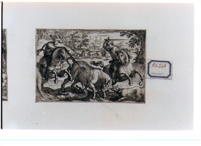 caccia al toro (stampa) di Tempesta Antonio (sec. XVI)