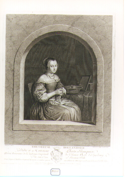 figura femminile seduta (stampa) di Wille Johann Georg (sec. XVIII)