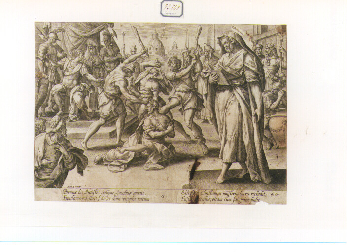 martirio di San Giacomo il Minore (stampa) di De Vos Marten (seconda metà sec. XVI)