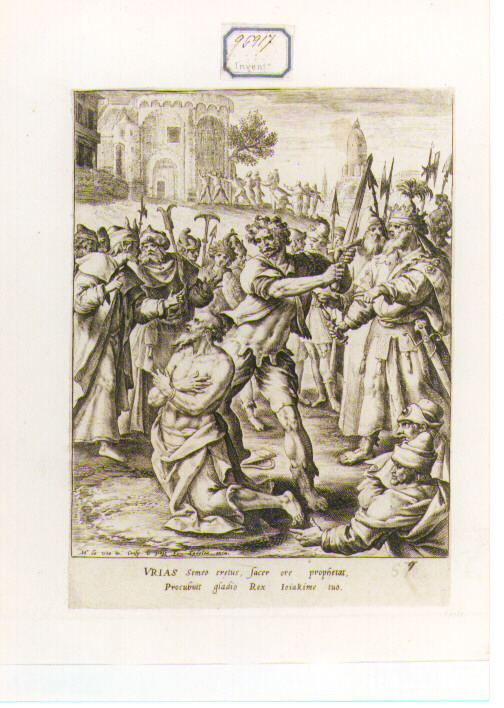 Uria ucciso da Joiachim (stampa) di De Vos Marten (seconda metà sec. XVI)