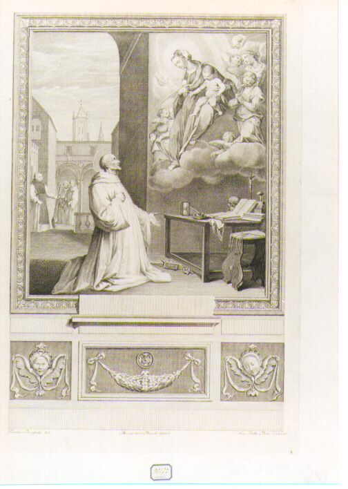 apparizione della Madonna a San Bernardino (stampa) di Barbatelli Bernardino detto Poccetti (sec. XVIII)