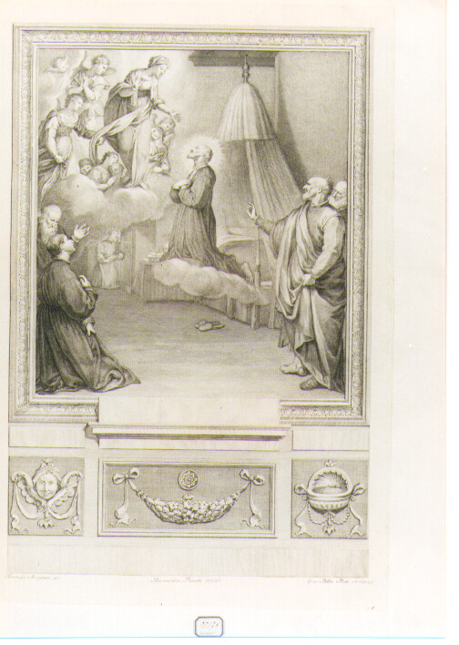 Apparizione della Madonna a Sant'Ignazio di Loyola (stampa) di Barbatelli Bernardino detto Poccetti (sec. XVIII)
