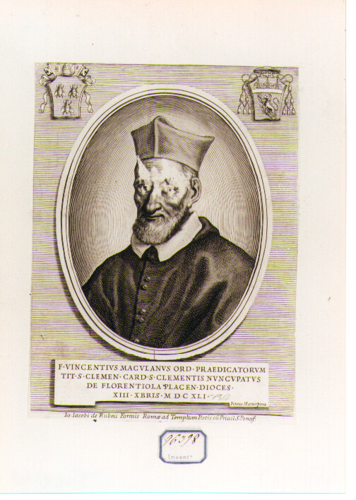 Ritratto del Cardinale Vincenzo Clemente (stampa) di Testana Giuseppe Maria (CERCHIA) (sec. XVII)